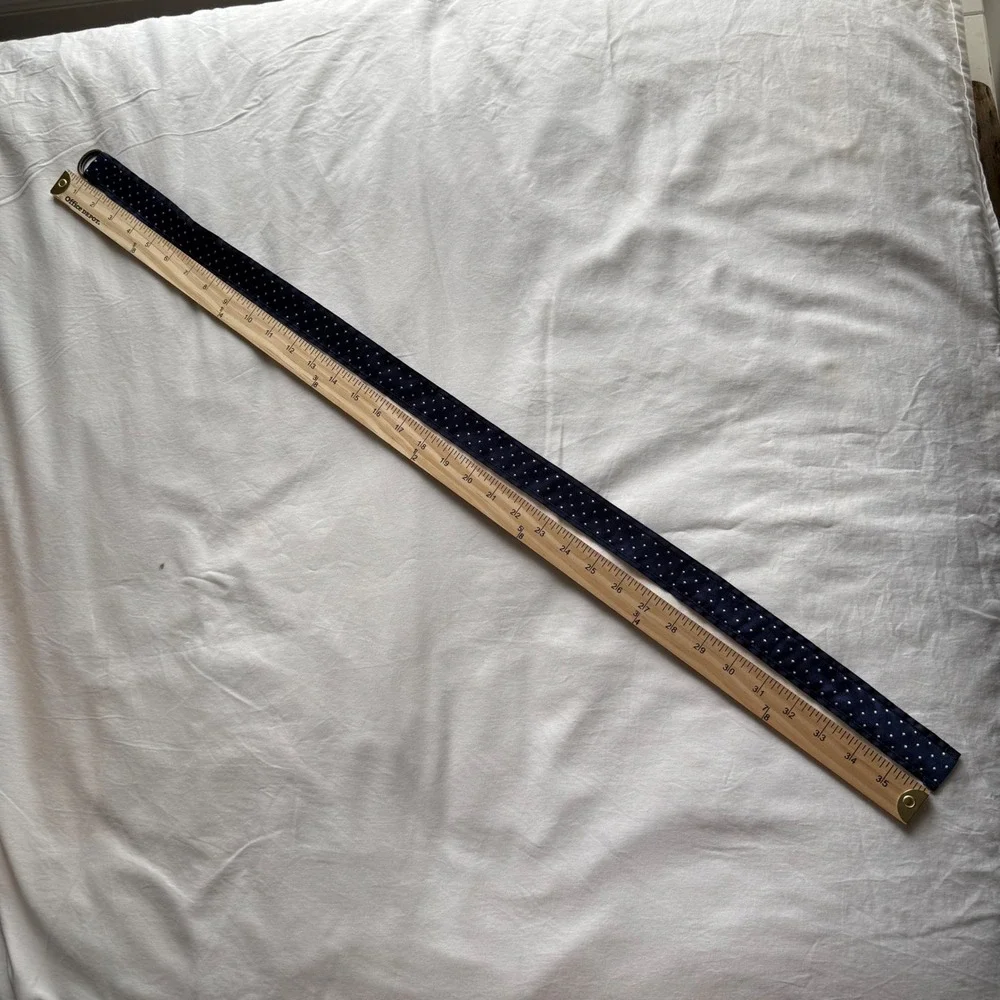 Polo Ralph Lauren Kids Navy Blue Polka Dot D-Ring Ribbon Belt Size 16 Preppy